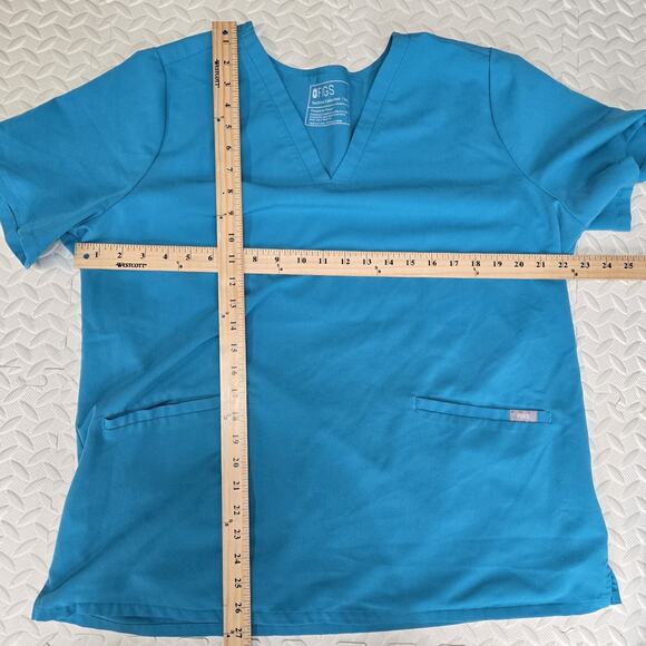 Figs Scrub Top Womens XXL Set Of 2 Casma V-Neck Aqua Blue Medical Dental Comfort - Picture 9 of 10